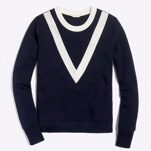 J. Crew Factory Navy/White Chevron Sweatshirt SZ M